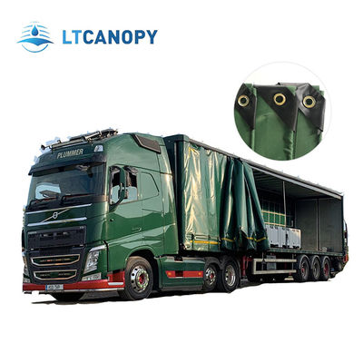 Litong Hoogwaardige Ripstop Donkergroen Pvc bedekte tralies Waterdicht voor vrachtwagens Truck Cover Tarp Pvc zijkant gordijn